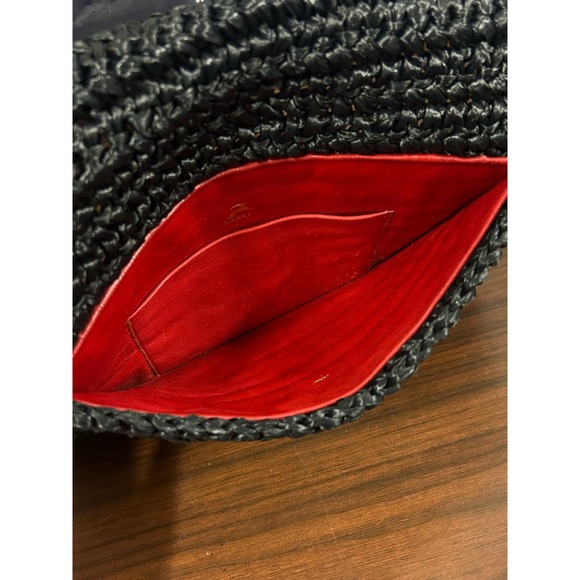 Vintage Koret Italy Black Laced Bag with Red Leather Interior - Picture 5 of 6